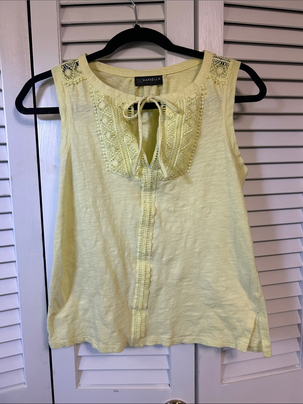 Rafaella Pale Yellow Lace-Trim Tie-Front Camisole